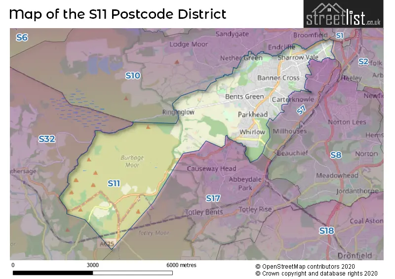 Map of the S11 and surrounding districts
