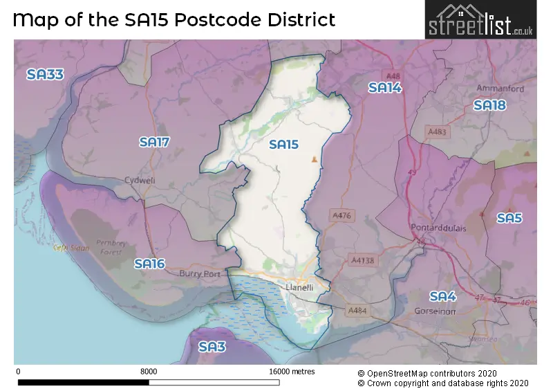 Map of the SA15 and surrounding districts