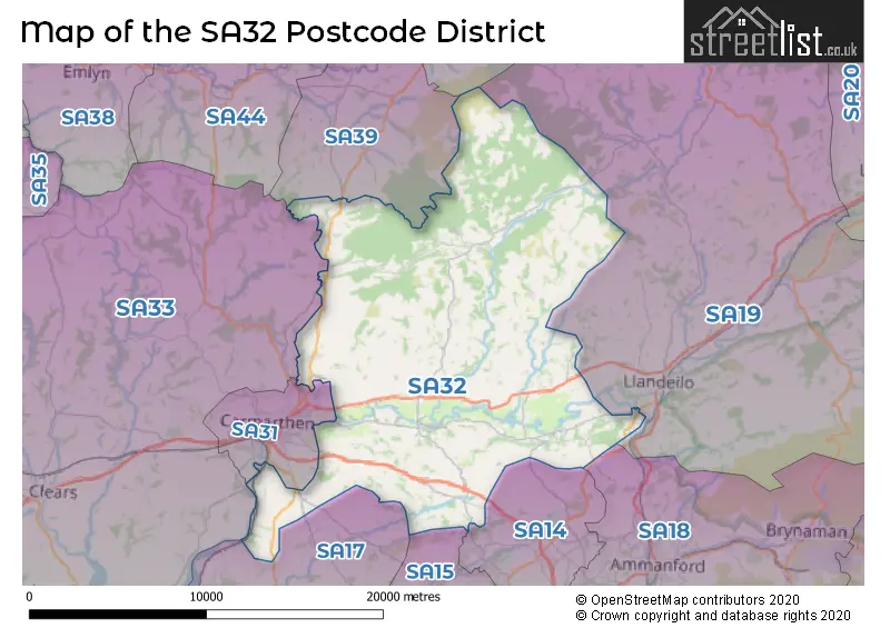 Map of the SA32 and surrounding districts