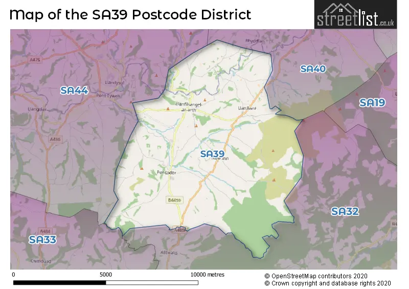 Map of the SA39 and surrounding districts