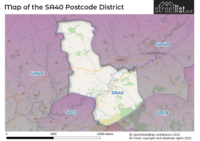 Map of the SA40 and surrounding districts