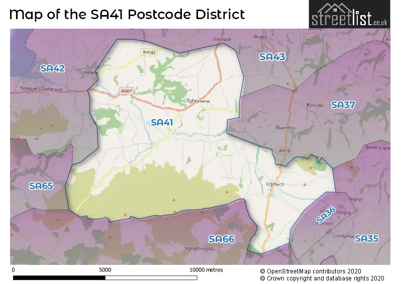 Map of the SA41 and surrounding districts