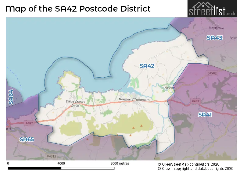 Map of the SA42 and surrounding districts