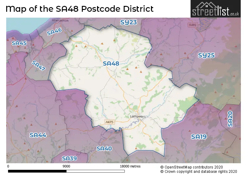 Map of the SA48 and surrounding districts