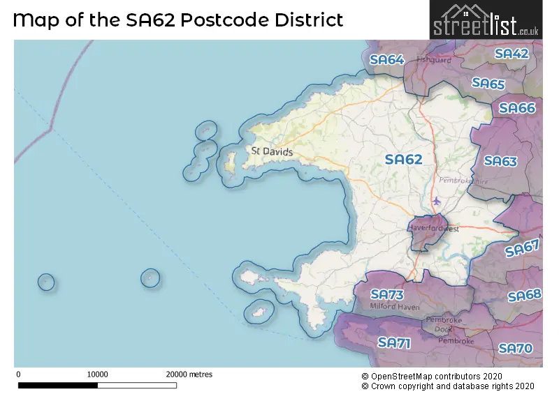 Map of the SA62 and surrounding districts