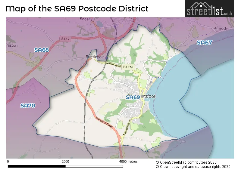 Map of the SA69 and surrounding districts