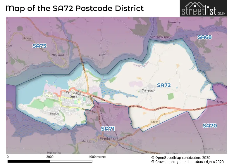 Map of the SA72 and surrounding districts