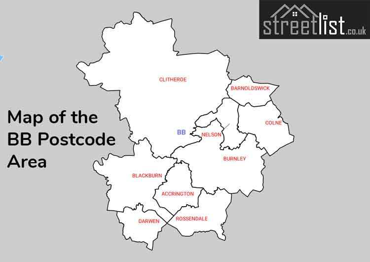 Map of Posttowns in the BB