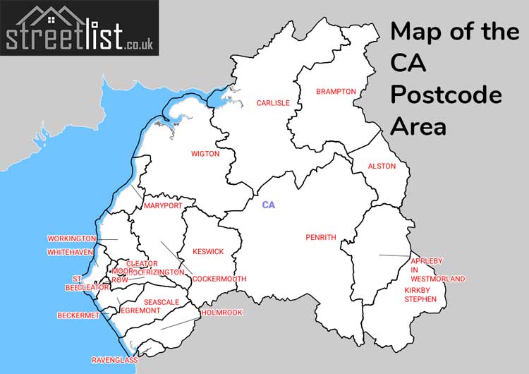 Map of Posttowns in the CA