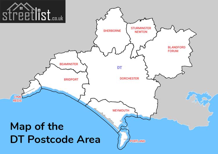 Map of Posttowns in the DT