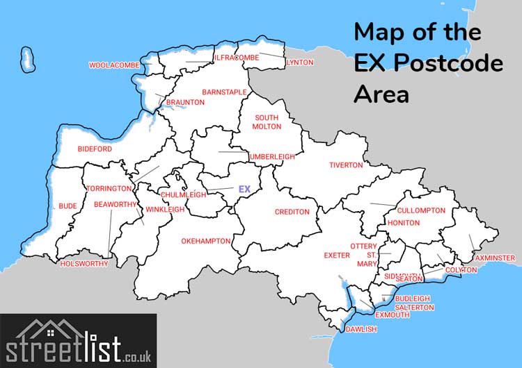 Map of Posttowns in the EX