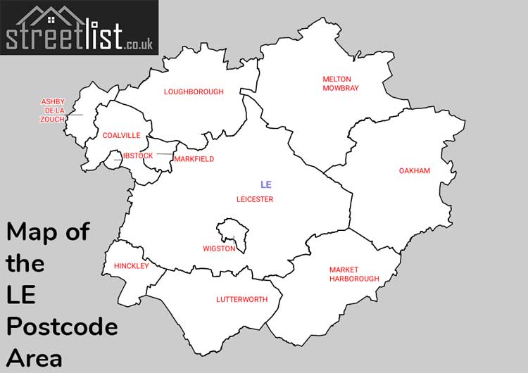 Map of Posttowns in the LE