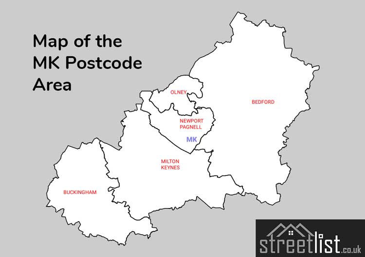 Map of Posttowns in the MK