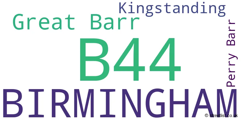 A word cloud for the B44 postcode