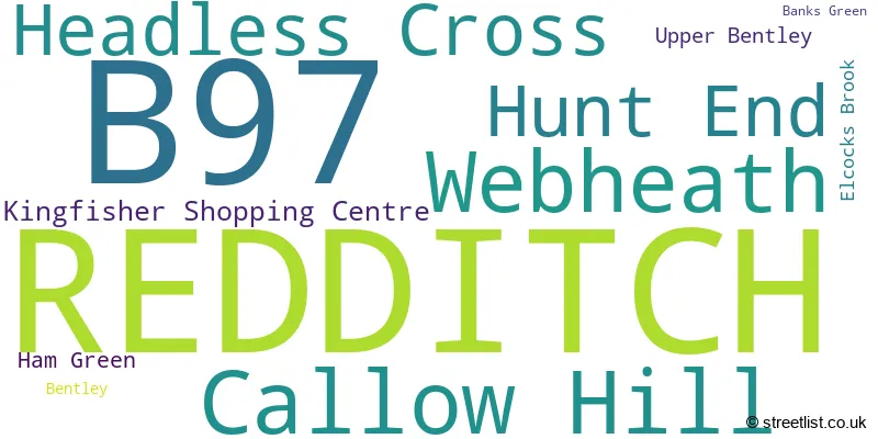 A word cloud for the B97 postcode