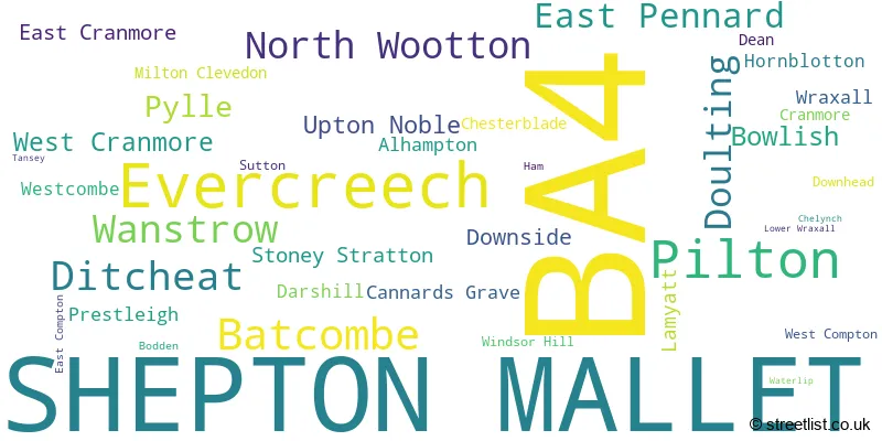 A word cloud for the BA4 postcode