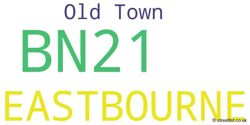 A word cloud for the BN21 postcode
