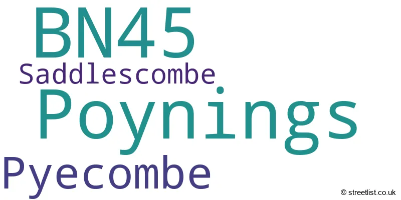 A word cloud for the BN45 postcode