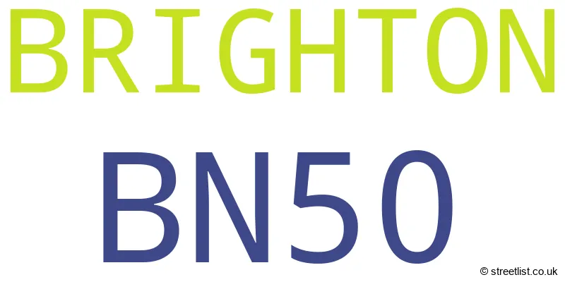 A word cloud for the BN50 postcode