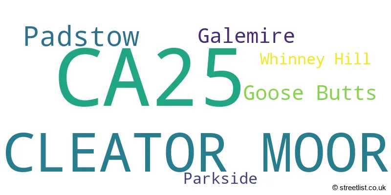 A word cloud for the CA25 postcode