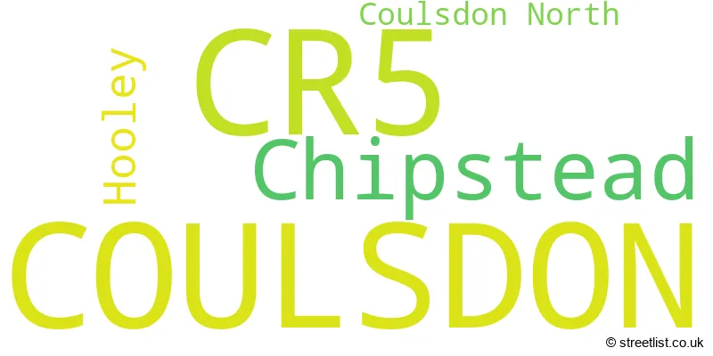 A word cloud for the CR5 postcode