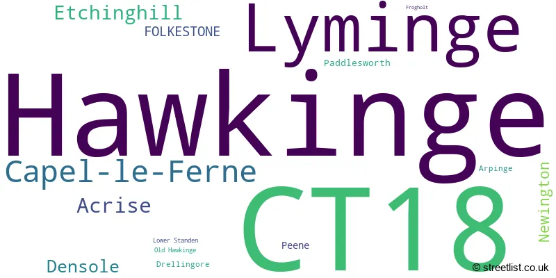 A word cloud for the CT18 postcode