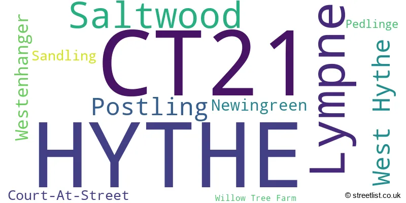 A word cloud for the CT21 postcode