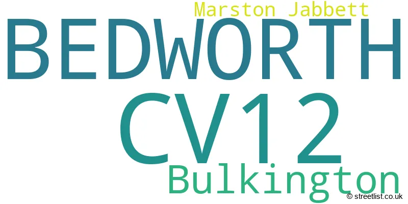 A word cloud for the CV12 postcode