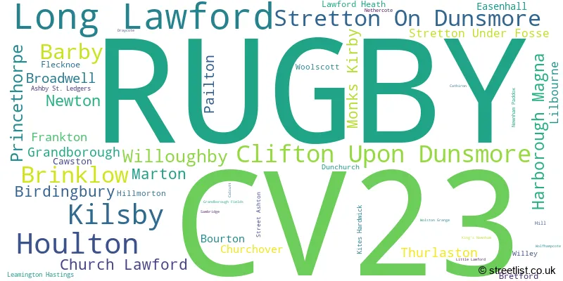 A word cloud for the CV23 postcode