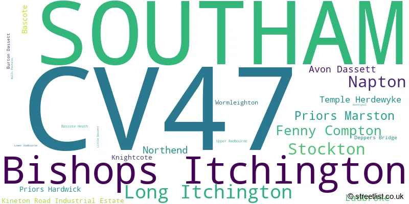 A word cloud for the CV47 postcode