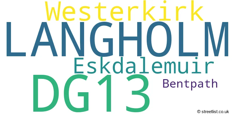 A word cloud for the DG13 postcode