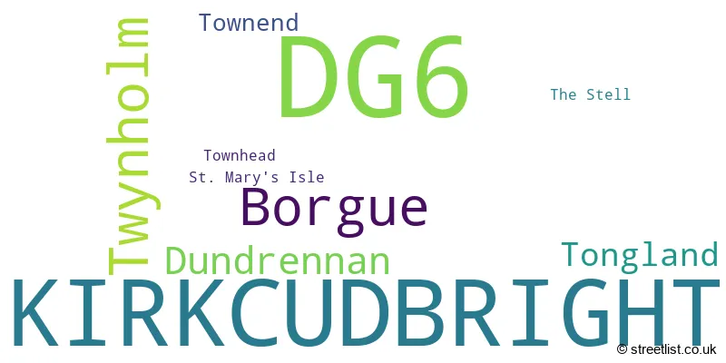 A word cloud for the DG6 postcode