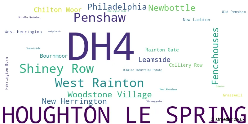 A word cloud for the DH4 postcode