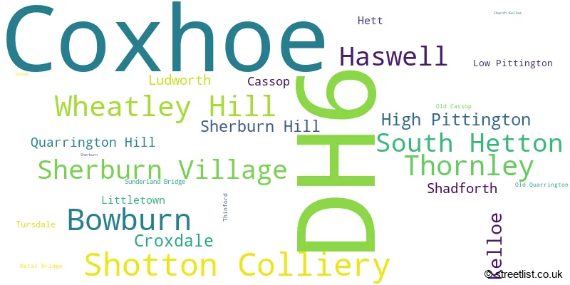 A word cloud for the DH6 postcode