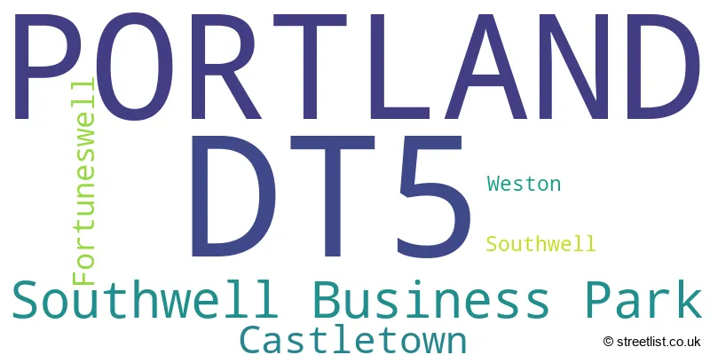 A word cloud for the DT5 postcode
