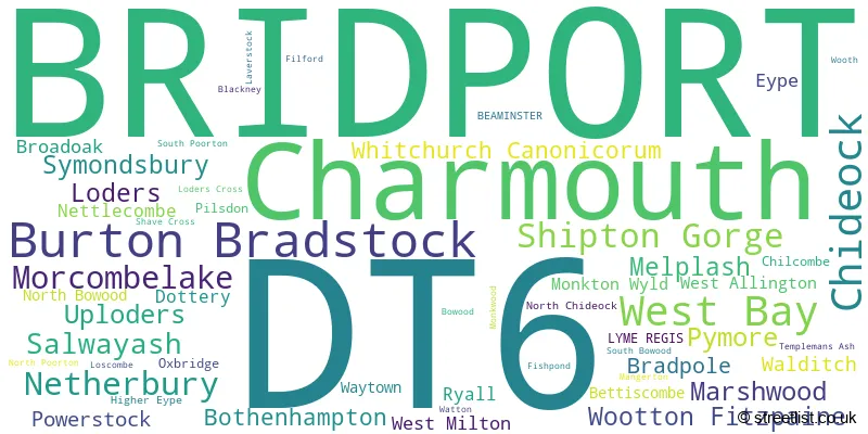A word cloud for the DT6 postcode