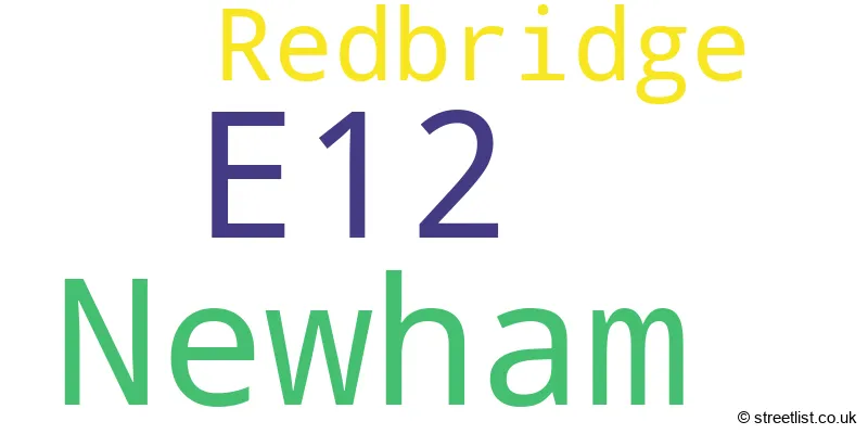 A word cloud for the E12 postcode