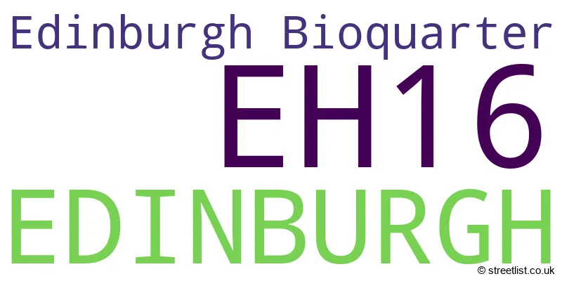 A word cloud for the EH16 postcode