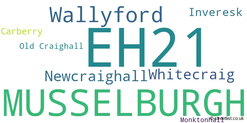 A word cloud for the EH21 postcode