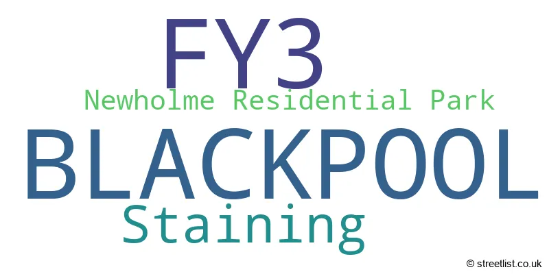A word cloud for the FY3 postcode