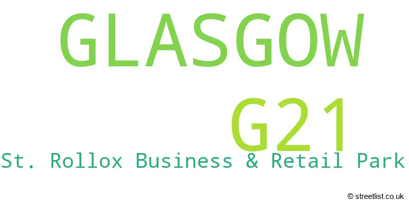 A word cloud for the G21 postcode
