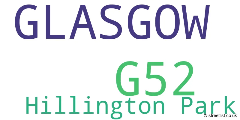 A word cloud for the G52 postcode