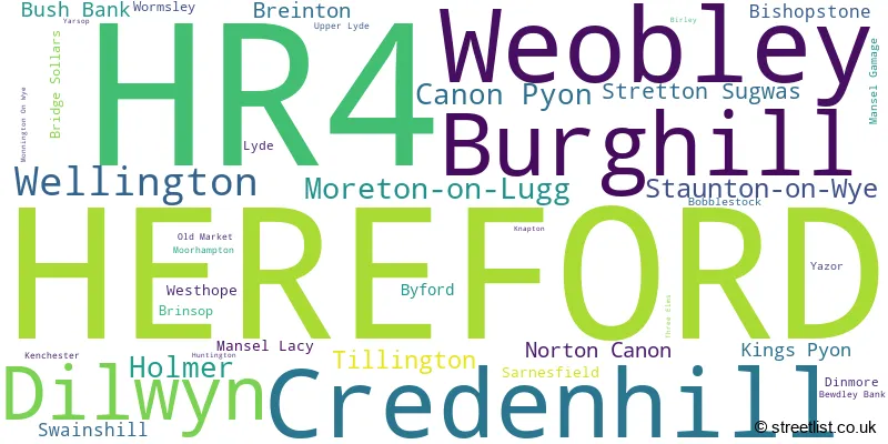 A word cloud for the HR4 postcode