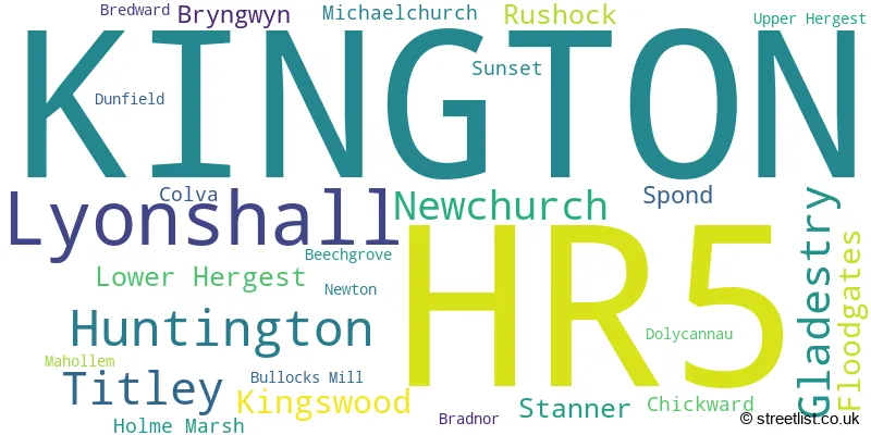 A word cloud for the HR5 postcode