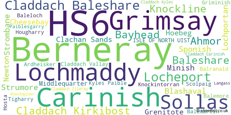A word cloud for the HS6 postcode