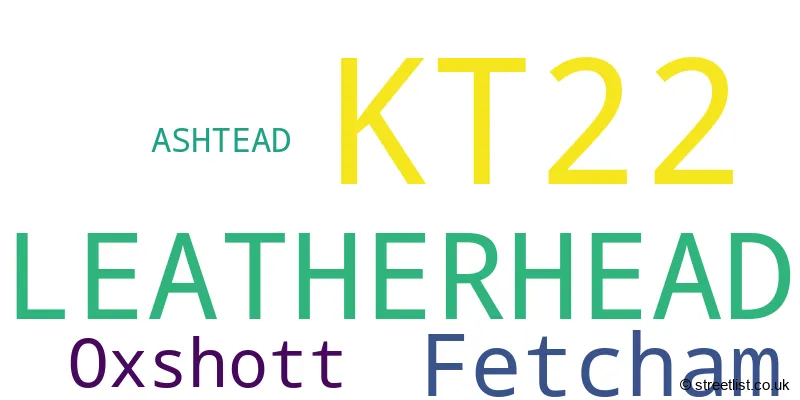 A word cloud for the KT22 postcode