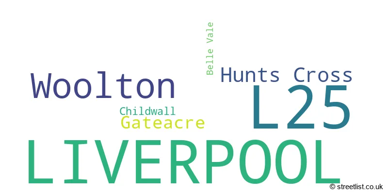 A word cloud for the L25 postcode
