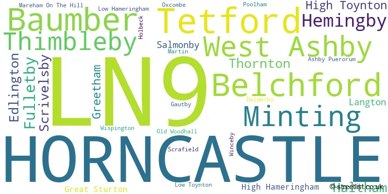 A word cloud for the LN9 postcode