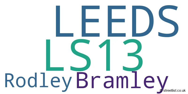 A word cloud for the LS13 postcode