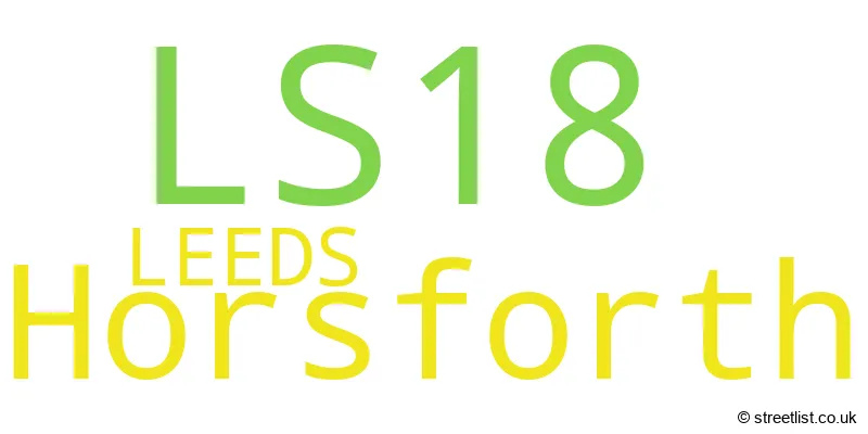 A word cloud for the LS18 postcode